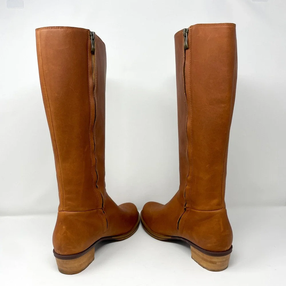 Chaco Cataluna Tall Riding Boots Womens 8.5 Tan Brown Waterproof Leather Rustic